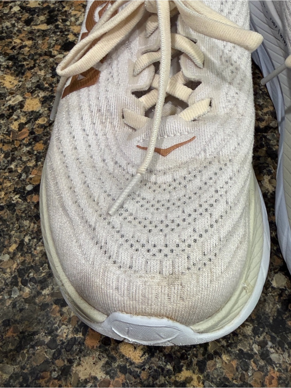Hoka Women's Light Cream Athletic Shoes with Gold Logo size 8 - Picture 4 of 9